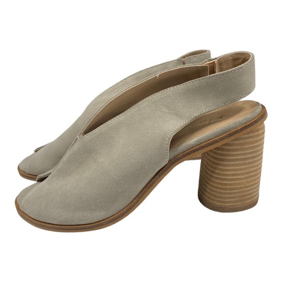 New Anthropologie Tracy Gray Suede Peep Toe Sling Back Heels-7.5 - Picture 2 of 7